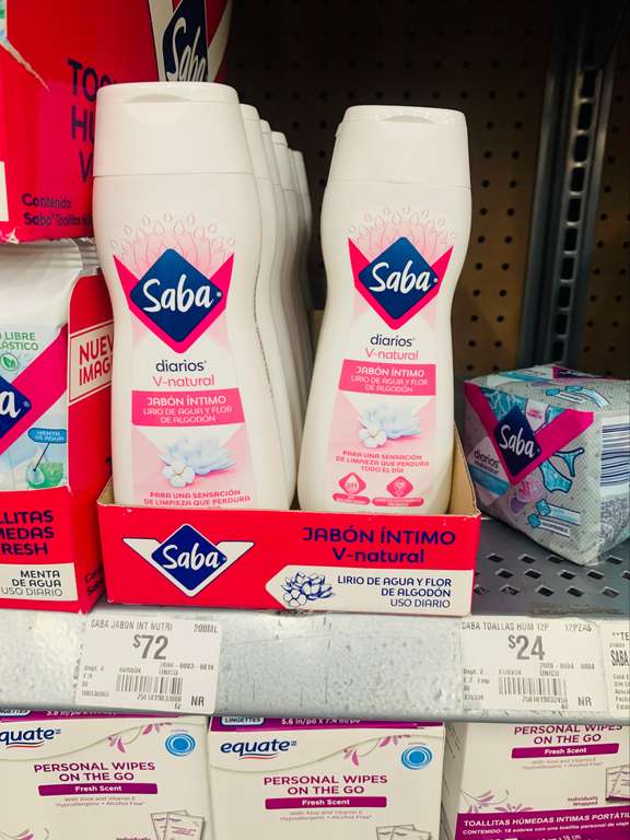 Walmart Salamanca: shampoo intimo Saba + 15 protectores diarios