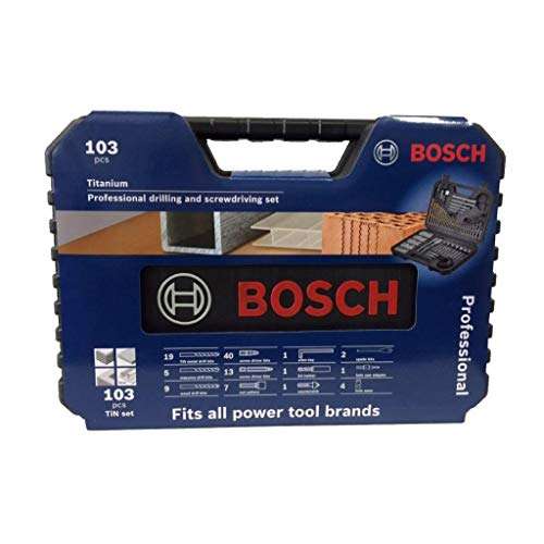 Amazon: Bosch Set de Puntas y Brocas en Titanio Bosch 103 unidades