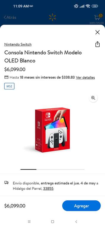 Walmart: Nintendo switch OLED blanco