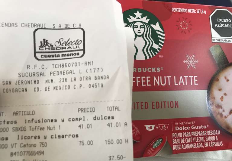 Chedraui: Cápsulas Starbucks Toffee Nut Latte - promodescuentos.com