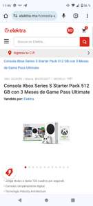 Elektra: Consola Xbox Series S Starter Pack 512 GB con 3 Meses de Game Pass Ultimate | Pagando con Paypal