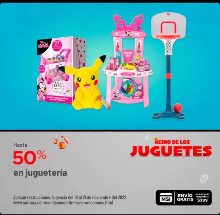 Soriana: Hasta 50% de descuento en jugueteria + promociones bancarias