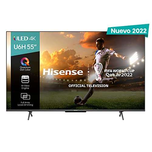 Amazon Hisense Pantalla 55" 4K Smart ULED 55U6H Google TV (2022)
