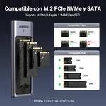 Amazon: UGREEN Carcasa M.2 NVMe Aluminio, Carcasa SSD M.2 con UASP, USB C 3.2 Gen 2 10Gbps con Cable USB C y Cable USB A