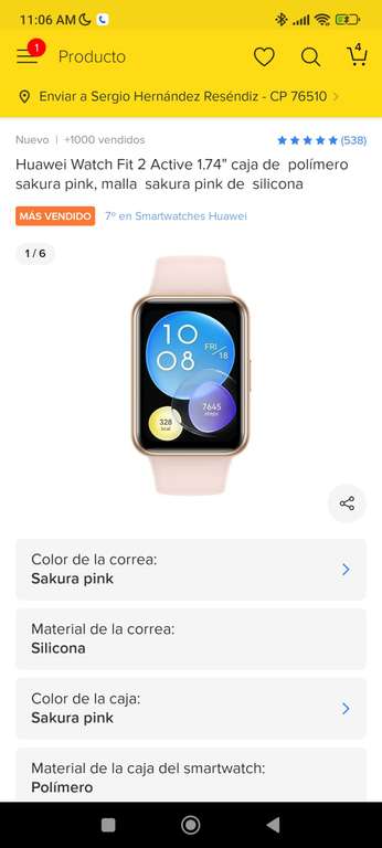 Mercado Libre: Huawei watch fit 2