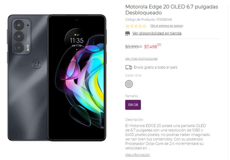Suburbia - Motorola Edge 20 OLED 6.7 pulgadas Desbloqueado / 6 y 9 Meses sin intereses con Tarjetas