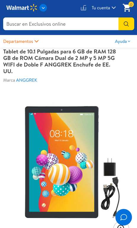 Walmart: Tablet 10.1" 6 GB y 128 gb $1,595.95