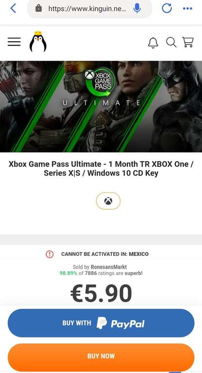 Kinguin: Xbox Game Pass Ultimate - 1 Mes Turquía