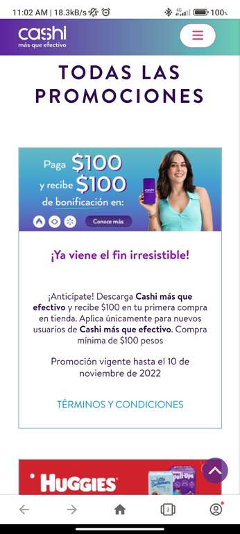 CASHI: Paga $100 (con la app Cashi Más que Efectivo siendo nuevo usuario) y recibe $100 de bonificación