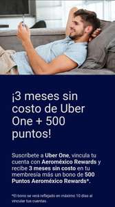 Uber 3 meses gratis + 500 puntos con Aeroméxico