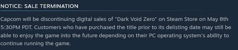 Steam [PC]: Dark Void, Dark Void Zero y Flock! próximos a desaparecer de tiendas digitales el 8 de mayo