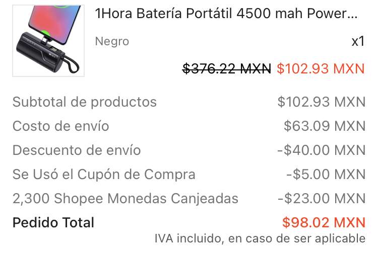 Batería Portátil 1 Hora De Carga Rápida Salida Tipo C 4500mah