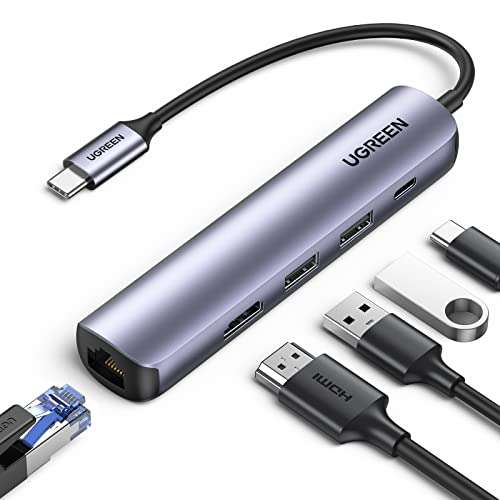 Amazon: Hub USB C UGREEN, 5 En 1 USB Tipo C 3.1 Adaptador a 4K HDMI, Ethernet RJ45, USB 3.0 Hub 5Gbps