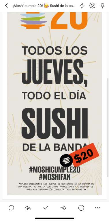 Moshi Moshi: Sushi a 20 comprando una bebida (todos los jueves de noviembre)