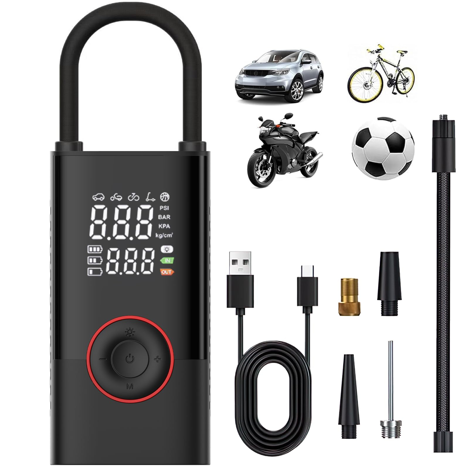 Amazon: Compresor de Aire Portátil para Auto, Inflador de Llantas 150 PSI Bomba de Aire Inalámbrica con Pantalla LCD, Luz LED, 4000 mAh