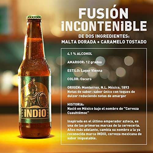 Amazon: Cerveza Indio, 24 Botellas de 355ml