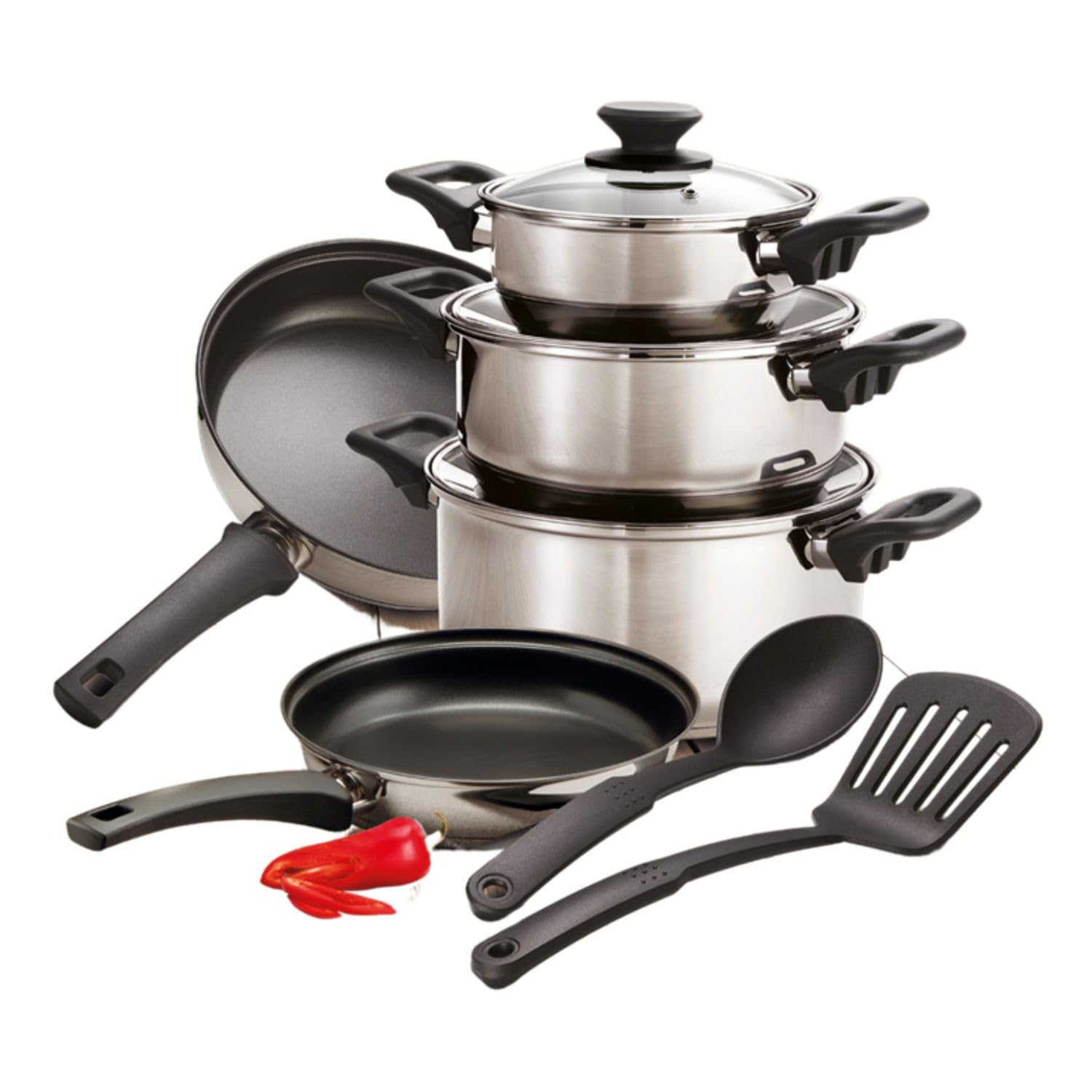 Amazon: TRAMONTINA - Batería de Cocina Acero Inoxídable, 10 Piezas, Apta Para Cocina de Inducción