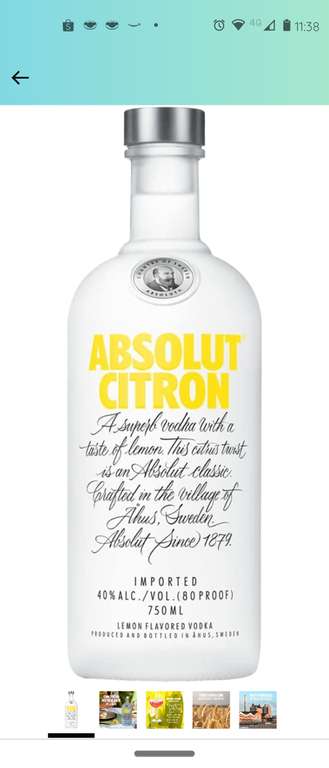 Amazon: Absolut Citron Vodka 750ml