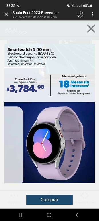 Sam's Club: Smartwatch Samsung Watch 5 40 mm