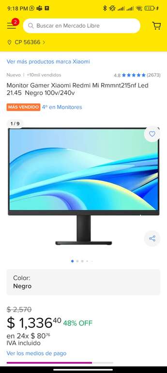 Mercado Libre: Monitor gamer Xiaomi