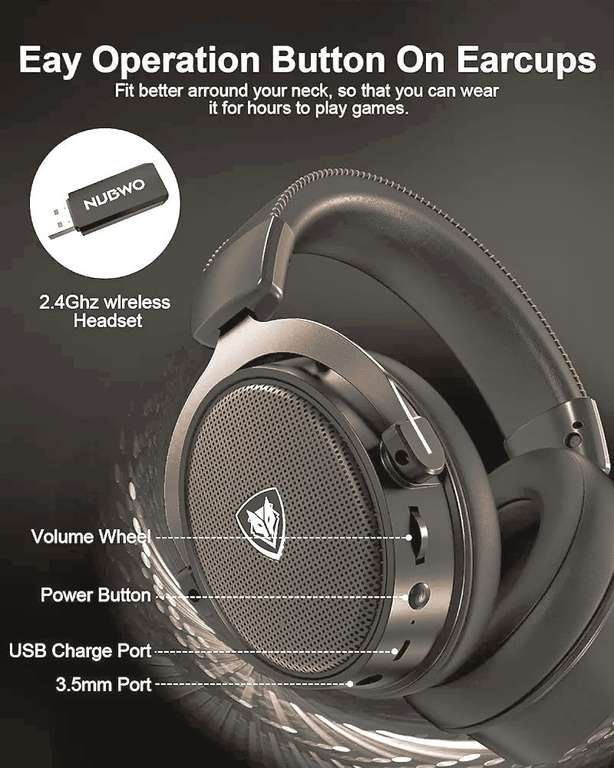 Amazon: NUBWO - Auriculares inalámbricos, Bluetooth y USB para PC, PS4 PS5.