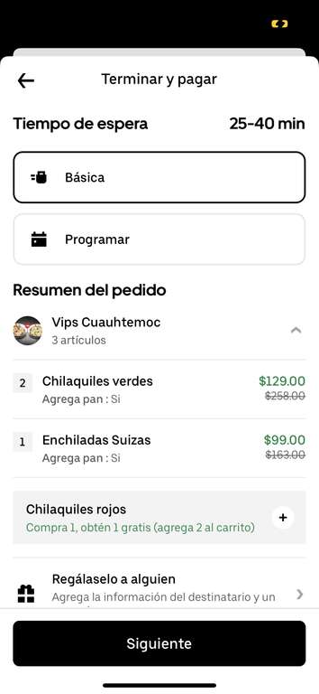 Uber Eats: En Vips, Chilaquiles 2x1 mas cupón de descuento. | miembros One