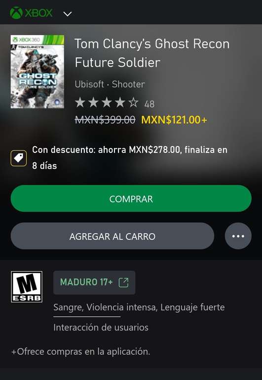 Ghost Recon Future Soldier | Xbox | Formato Digital