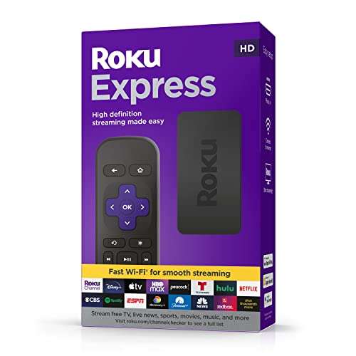 Amazon: ROKU express (Nuevo, 2022) con Cable HDMI de Alta Velocidad y Control Remoto