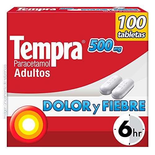 Amazon planea y ahorra: Tempra 500mg paracetamol, para dolor y fiebre, caja con 100 tabletas