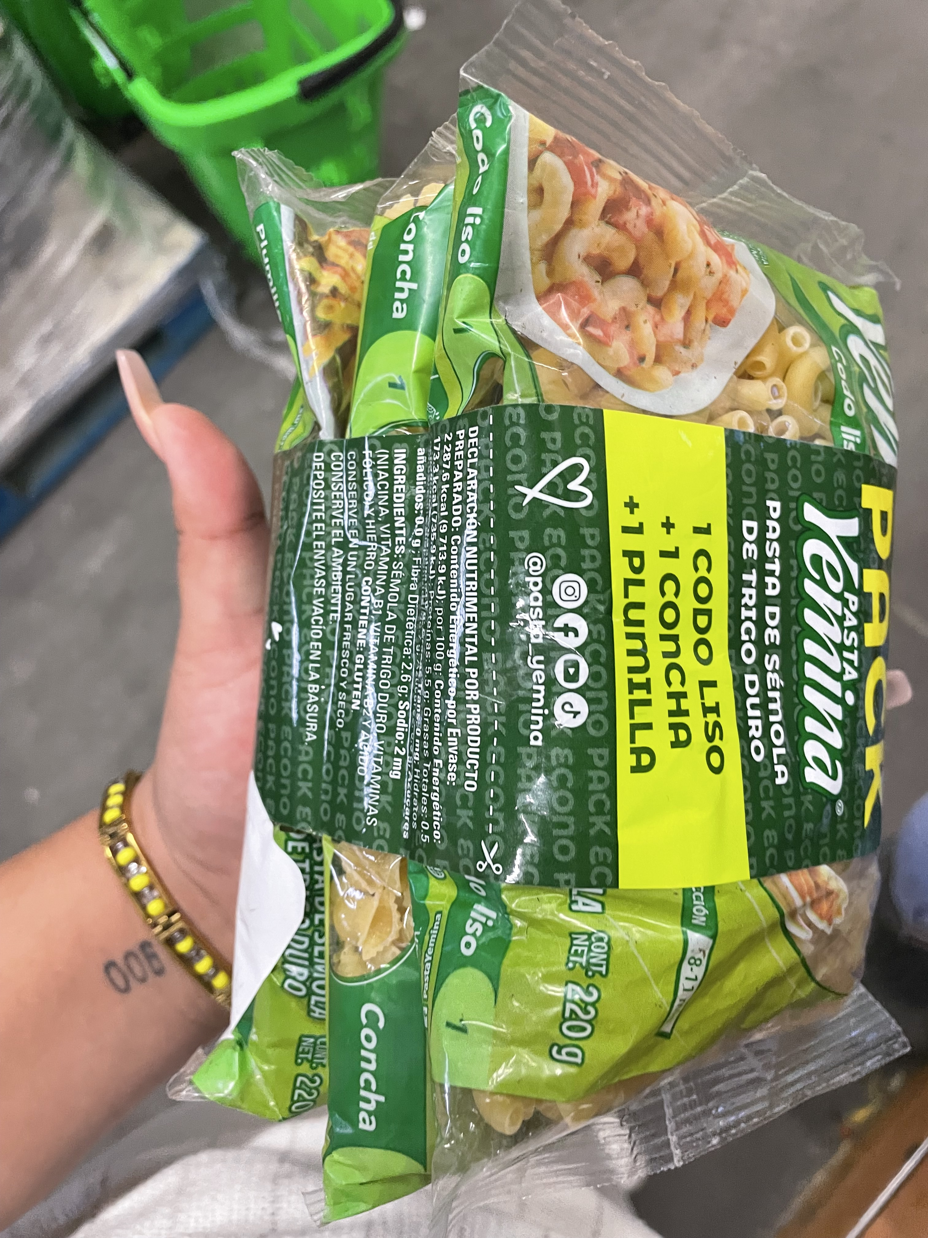 Bodega Aurrerá códitos pasta 3 pack yemina