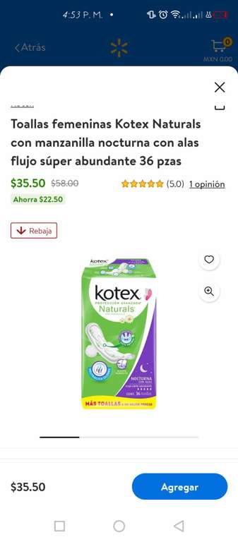 Walmart: Kotex protección avanzada - Chalco