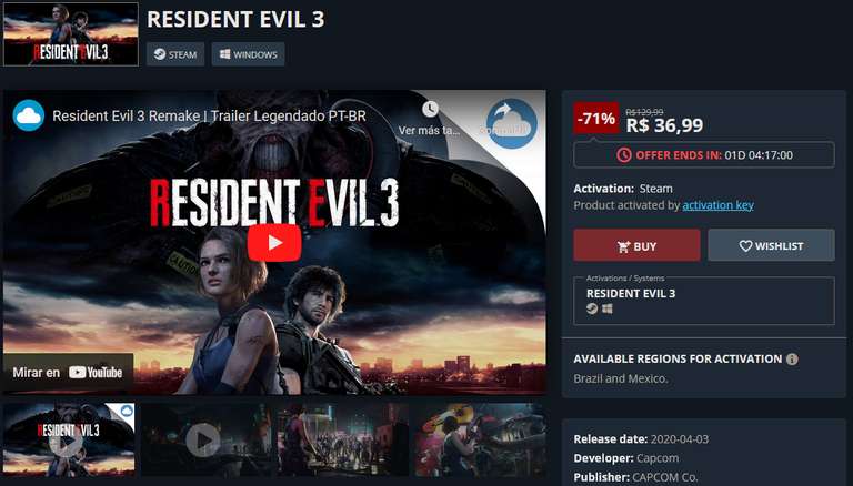 Nuuvem: Resident evil 3 - Steam