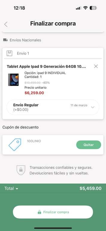 Linio: iPad 9 64gb Gris Espacial Pagando con Paypal