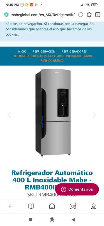 Mabe: Refrigerador Botóom Freezer 400L