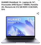 Amazon: HUAWEI MateBook 14 - Laptop de 14", Procesador AMD Ryzen 7 4800H, Pantalla 2K, Memoria de 512 GB ROM+ 8 GB RAM, Gris