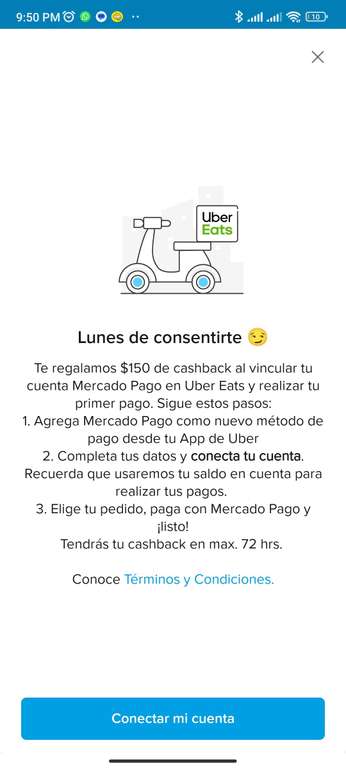 Mercado Pago: $150 en cash back al hacer tu primer pedido en Uber Eats