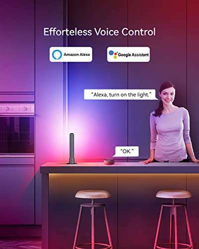 Amazon: Barras de luz LED inteligentes, asistente de Alexa Google, sincronización de música, retroiluminación WiFi TV con 30 modos de escena
