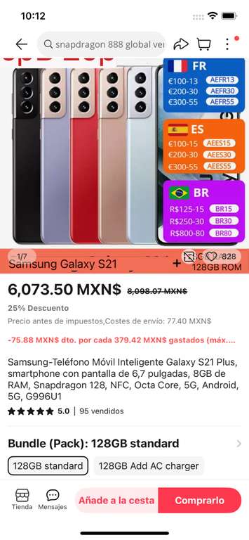 Aliexpress: Celular Samsung Galaxy s21+(reacondicionado)