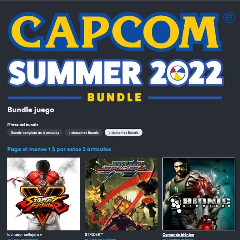 Humble Bundle: CAPCOM por $20 Street Fighter V, STRIDER y Bionic Commando y Otros Bundles