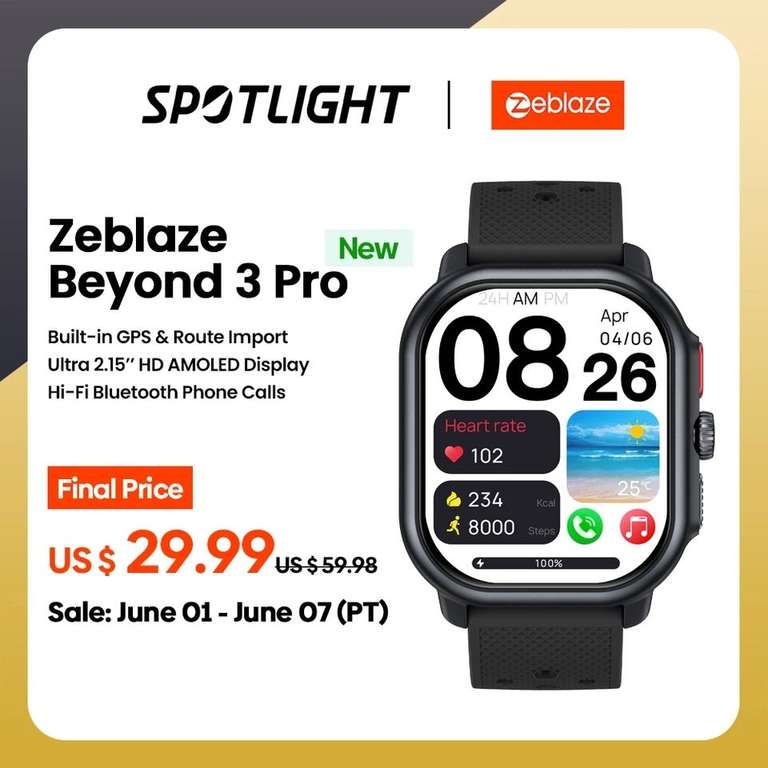 AliExpress: Smartwatch Zeblaze Beyond 3 Pro