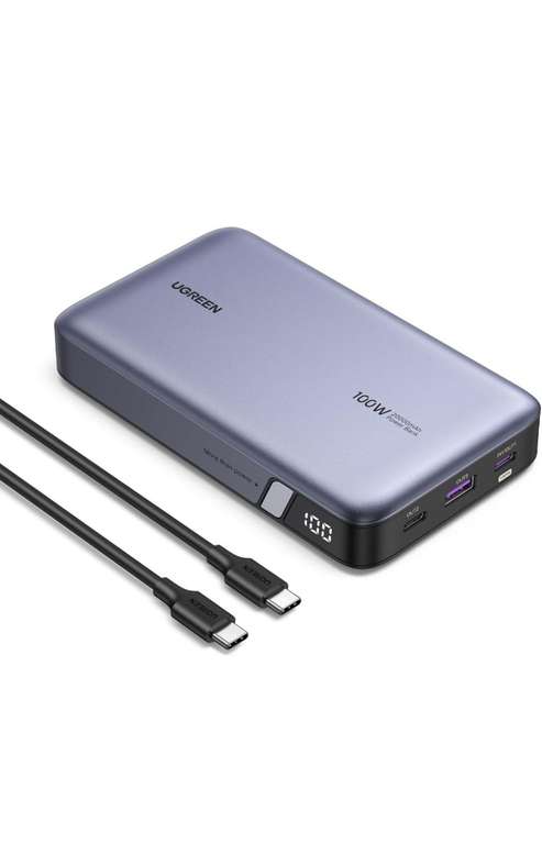 Amazon: UGREEN 100W Power Bank 20000mAh Carga Rápida, USB C Cargador Portátil con 3 Puertos