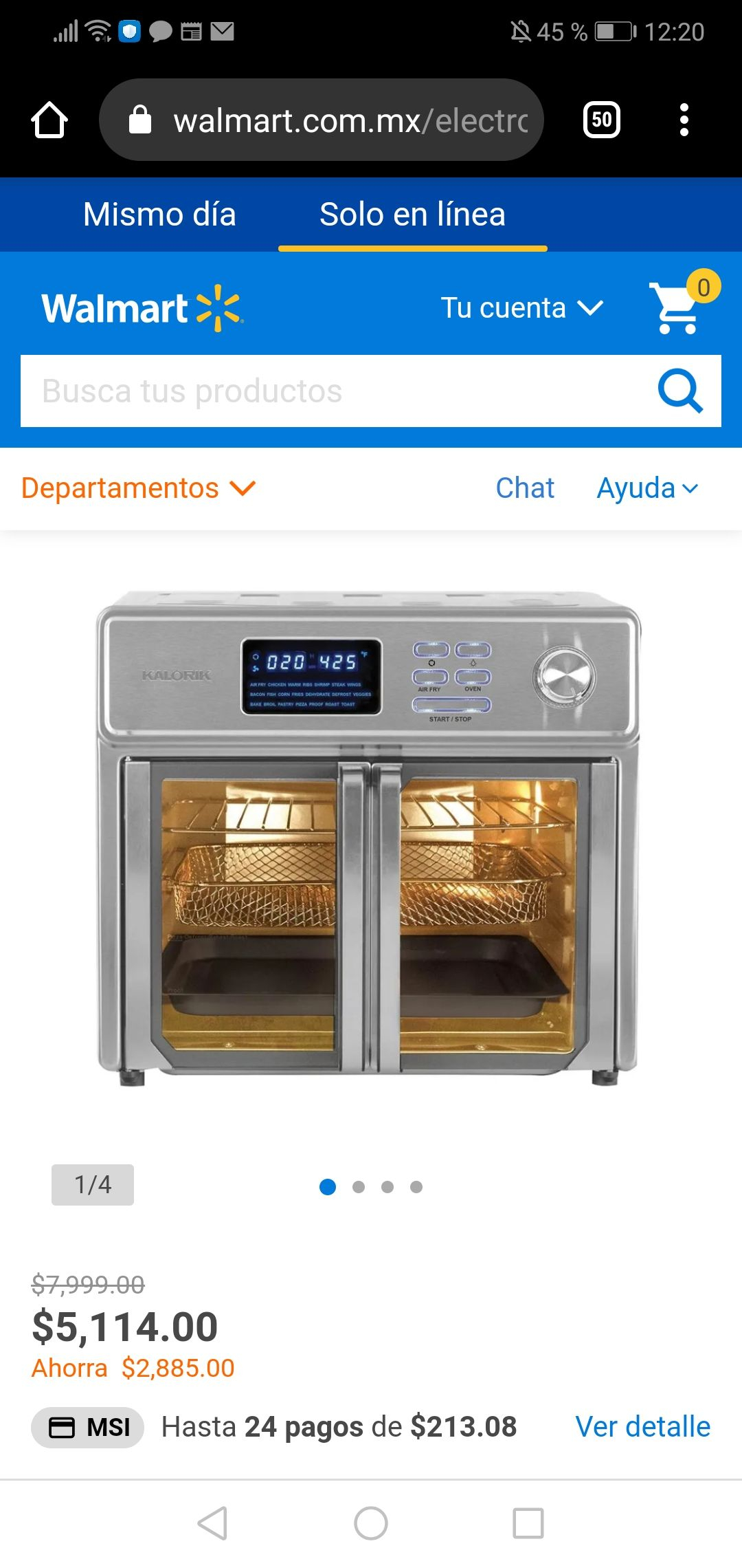 Walmart: Horno eléctrico Max Kalorik 25 litros - promodescuentos.com