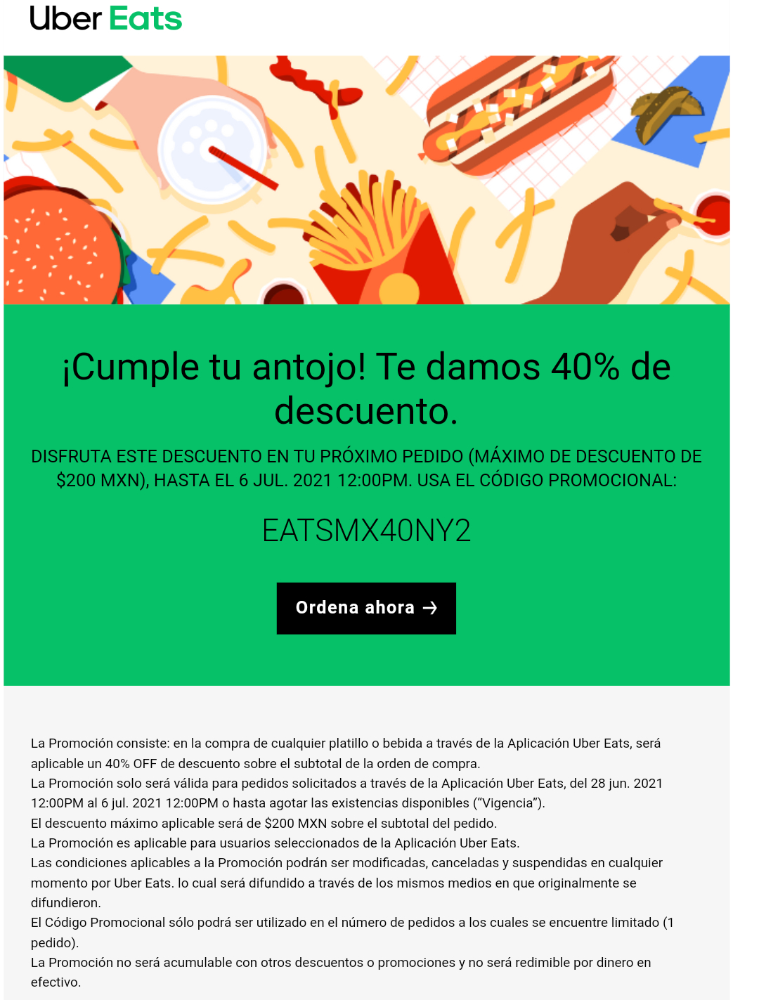 Descuento de Uber Eats 40