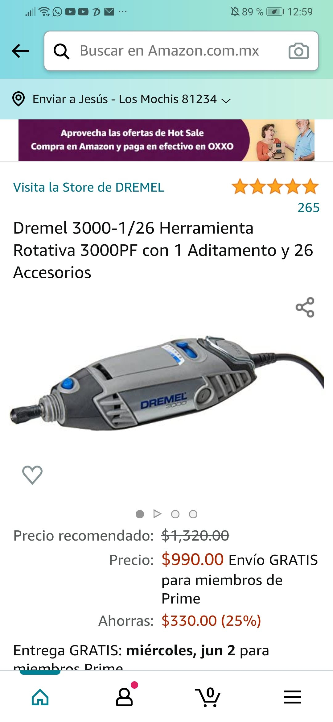 Amazon: Dremel 3000-1/26 Herramienta Rotativa 3000PF con 1 Aditamento y 26 Accesorios