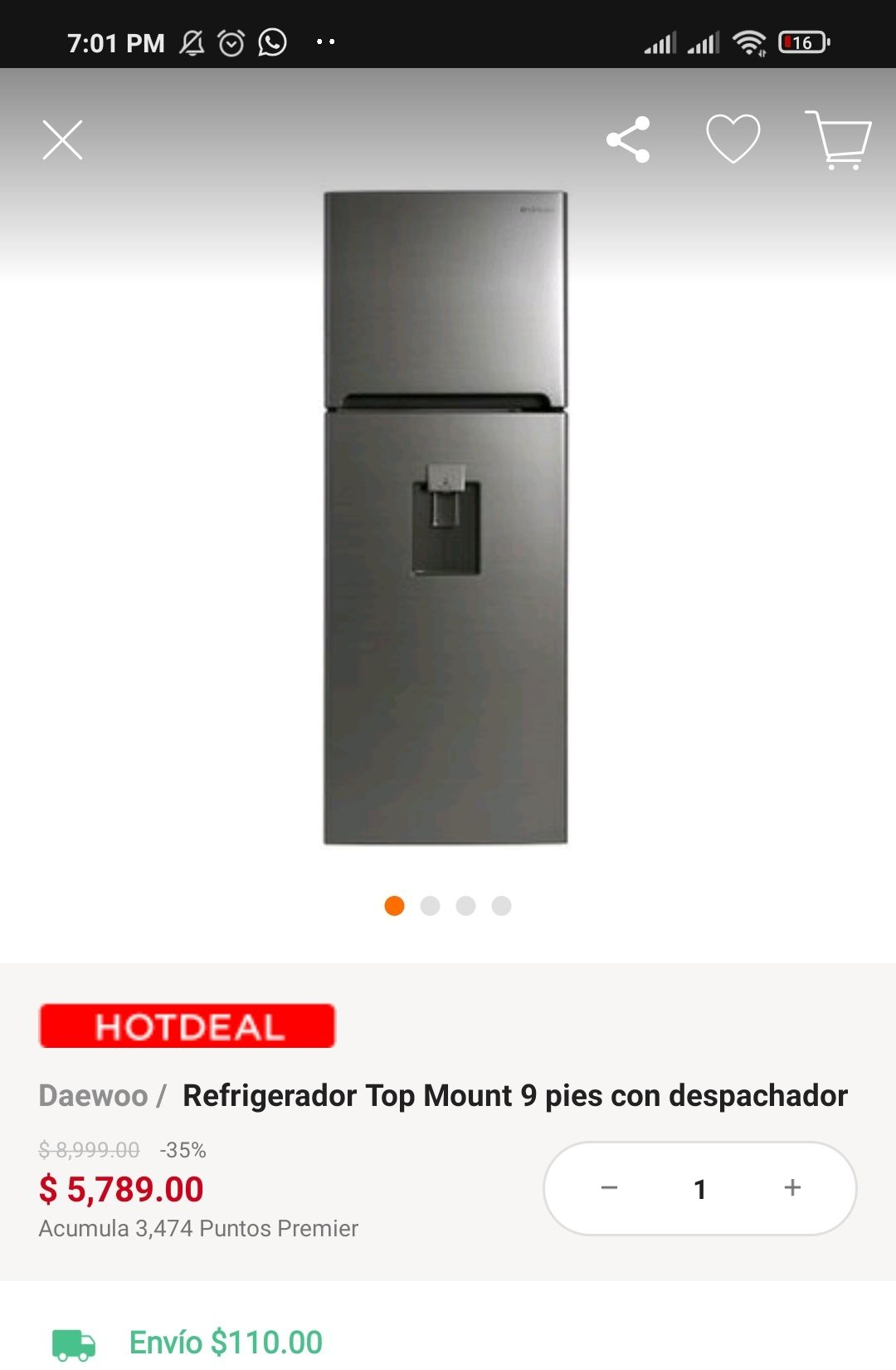 Linio: Refrigerador top Mount (9 pies) Marca Winnia con PayPal