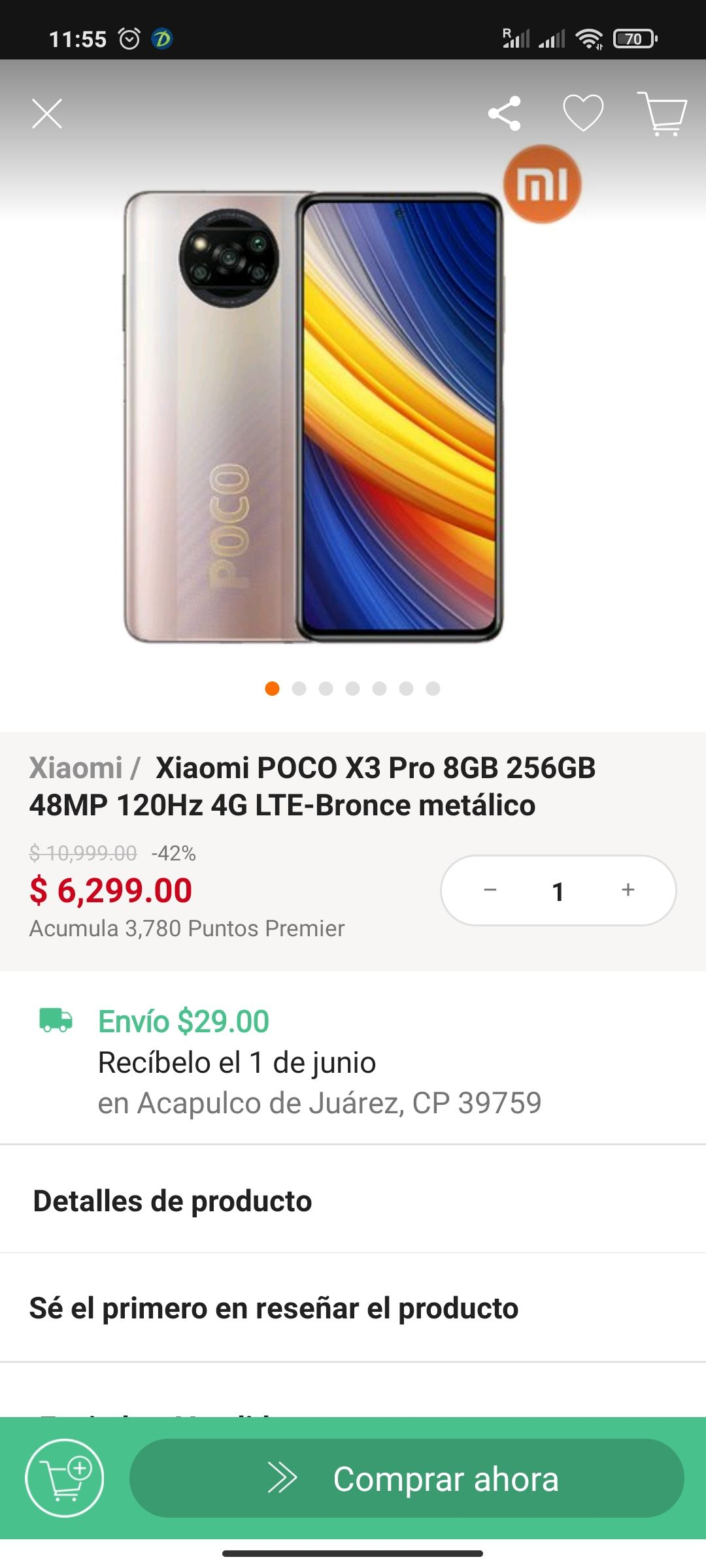 Linio: POCO X3 Pro 8GB 256GB Bronce/Azul/ Negro pagando con paypal + BBVA