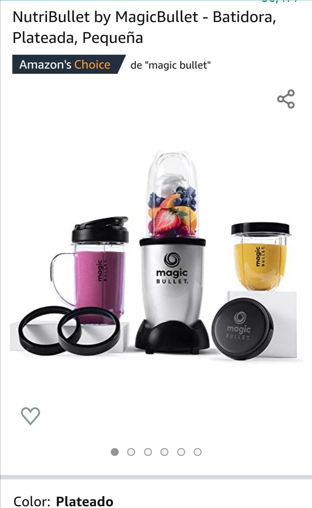 AMAZON: NutriBullet by MagicBullet - Batidora, Plateada, Pequeña