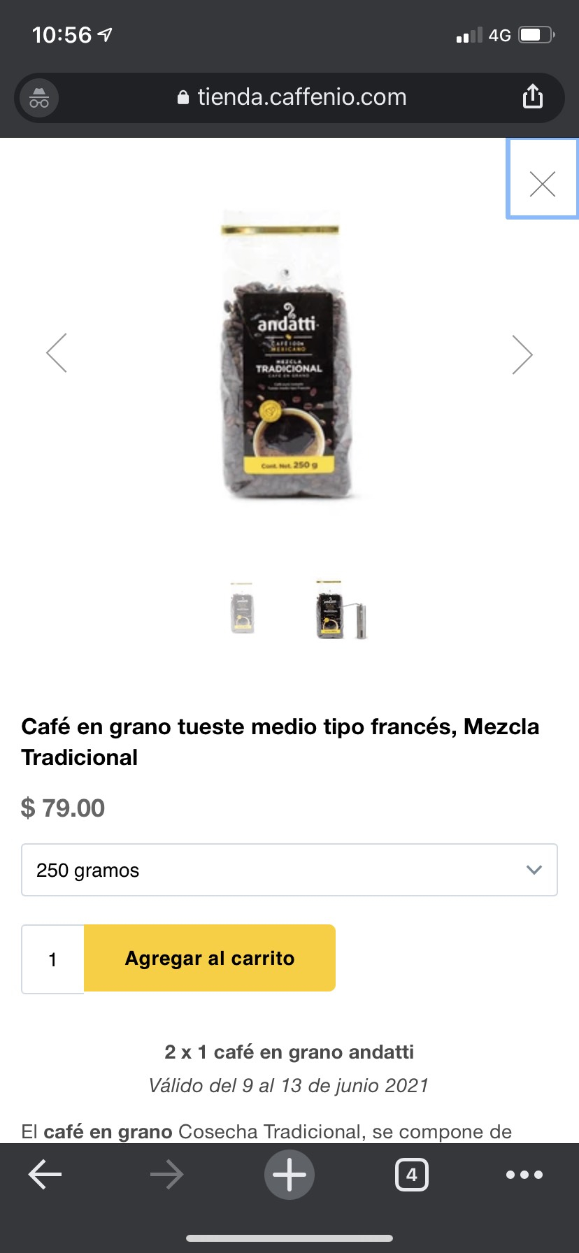 2x1 andatti: Café en grano 250 gramos 2x1