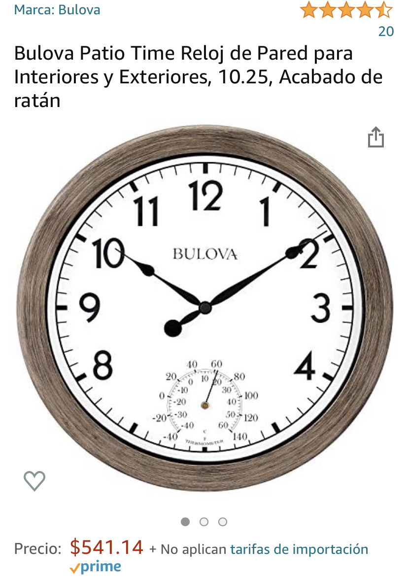 Amazon: Bulova Patio Time Reloj de Pared para Interiores y Exteriores