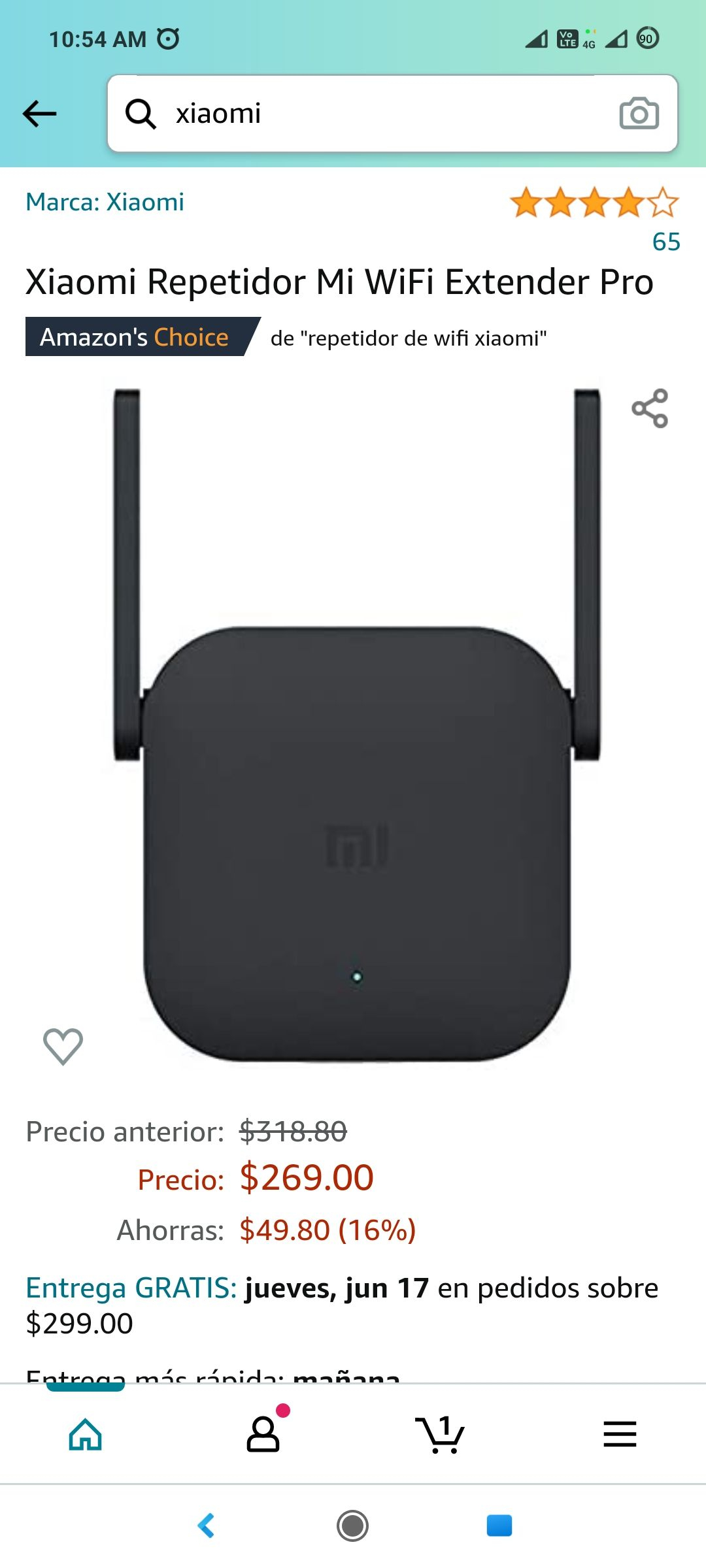 Amazon Xiaomi Repetidor Mi WiFi Extender Pro (Precio más bajo según keepa)